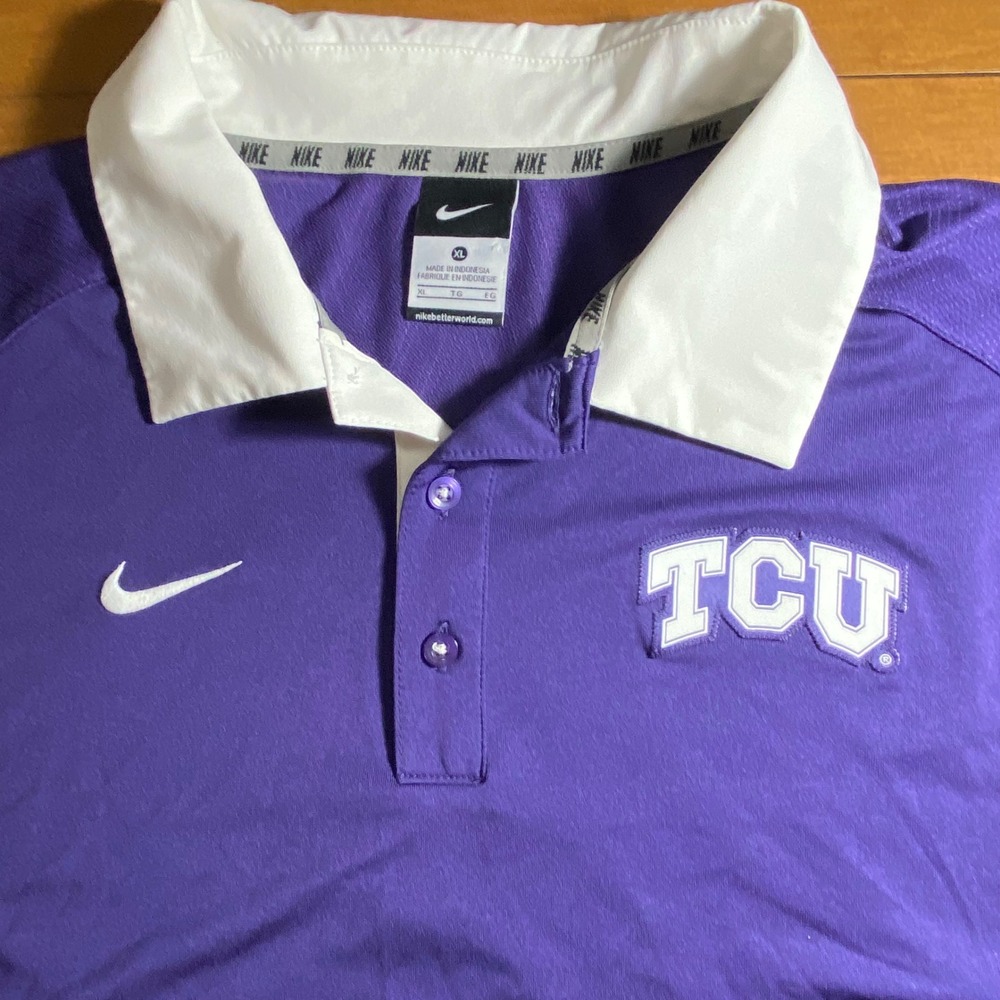 Nike TCU Horned Frogs Dri-FIT Polo Shirt Mens XL Purple 31183X-TF1 College